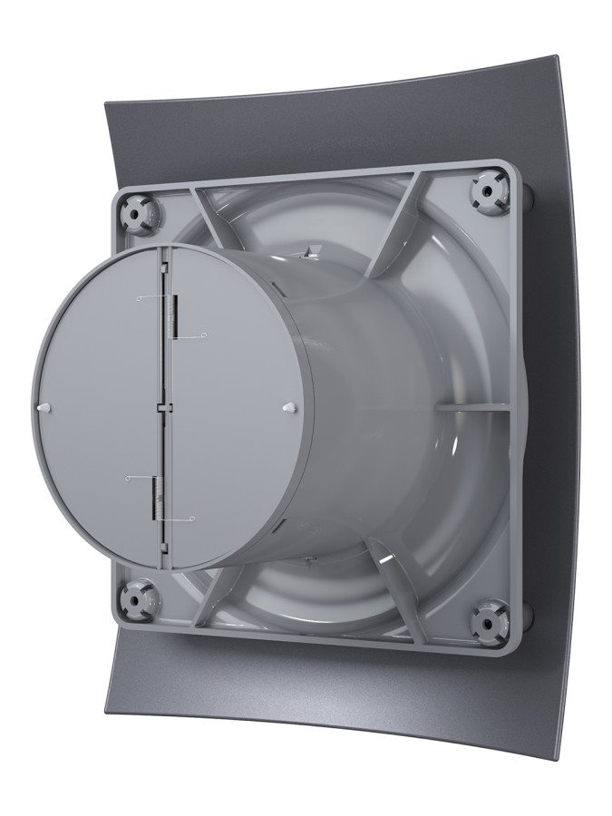 BREEZE 4C Dark gray metal, Вентилятор осевой вытяжной с обратным клапаном D 100, декоративный BREEZE 4C Dark gray metal
