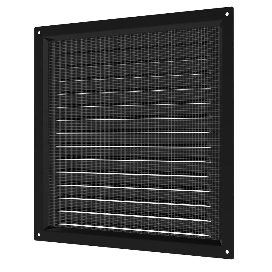 2525МЭ Black, Решетка вентиляционная с покрытием полимерной эмалью 250х250, Черная 2525МЭ Black